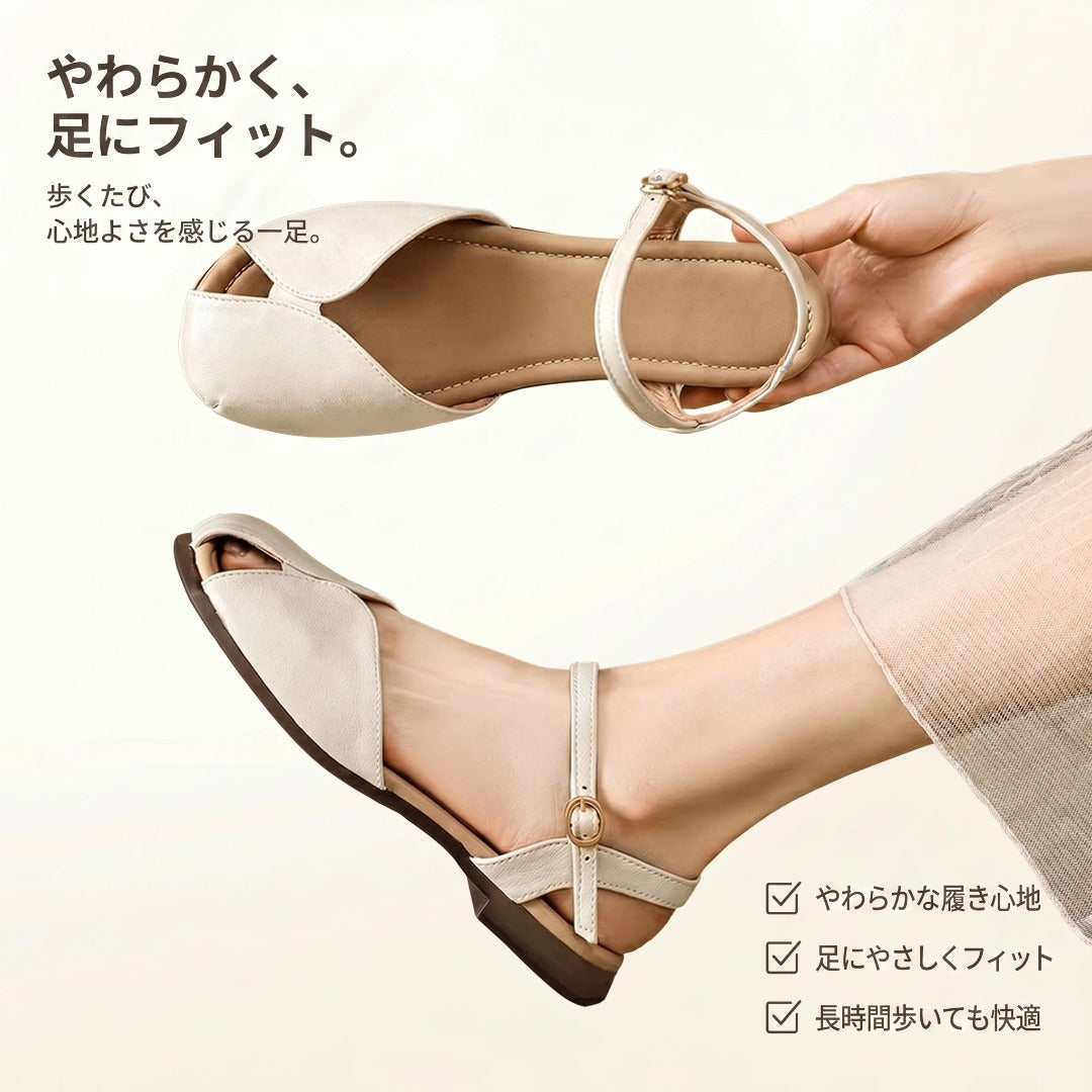 本革 バックストラップサンダル レディース｜歩きやすい 軽量 ローヒール