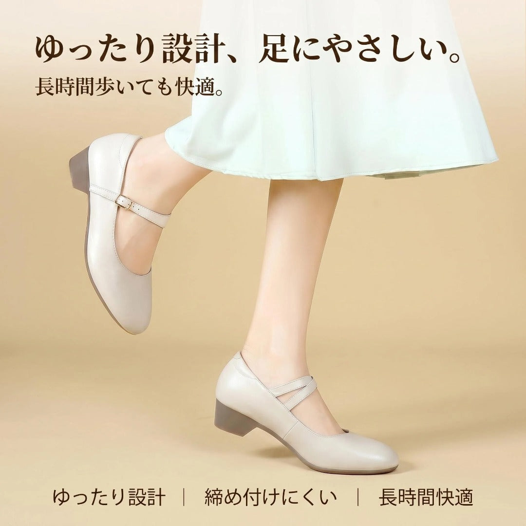 軽量ストラップパンプス レディース 歩きやすい 幅広 コンフォートシューズ