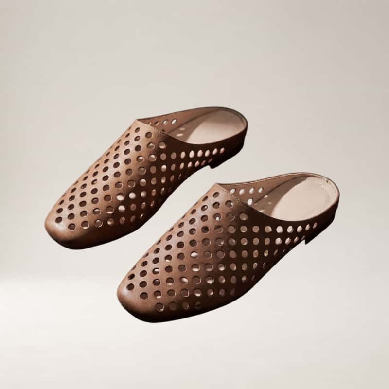 本革 パンチング ミュール レディース 軽量 スリッポン