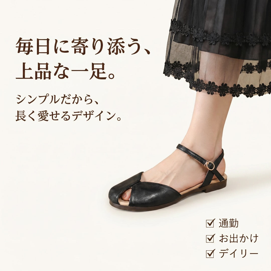 本革 バックストラップサンダル レディース｜歩きやすい 軽量 ローヒール