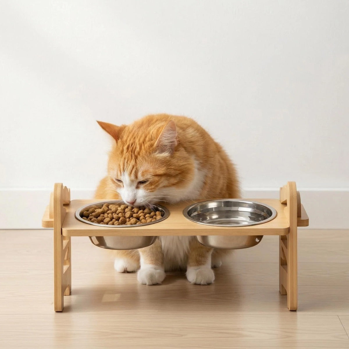 毎日の食事を、もっと心地よく。 高さ調節できる竹製フードスタンド