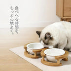 毎日の食事を、やさしく整える。竹製ペット用フードスタンド（猫・小型犬対応）
